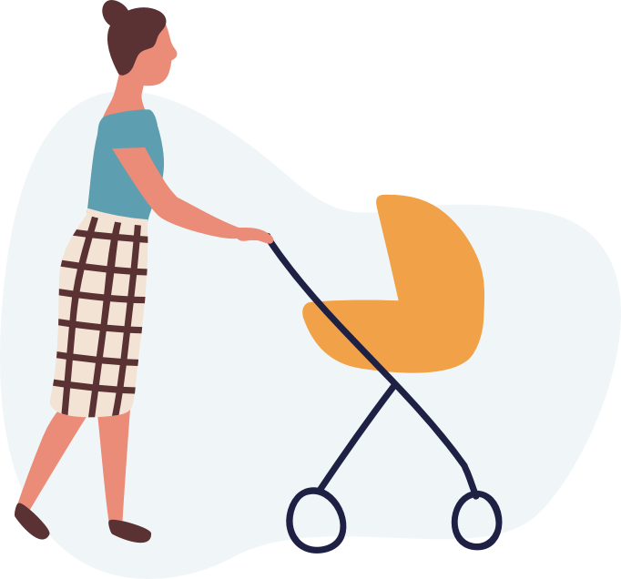 Woman Pushing Stroller